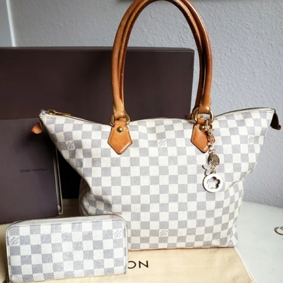 Louis Vuitton Damier Azur Saleya MM Bag & Matching Zippy Wallet - Picture 13 of 16